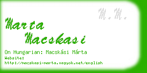 marta macskasi business card